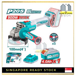 Total 20V Brushless cordless Angle Grinder – 900W 100mm Disc with Battery & Charger-TAGLI261021
