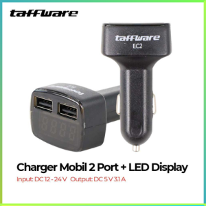 BEST SELLER Taffware Dual USB Car Charger with LED Display / cas hp mobil 12 volt 24 volt lengkap paling bagus / cas mobil fast charging hp / charger mobil fast charging hp mobil terbaik / charger hp buat di mobil / casan hp mobil colok
