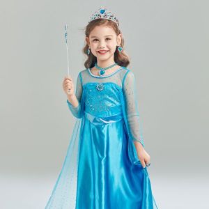 Frozen Elsa Costume Set Elsa Costume for Kids Girls Elsa Dress forGirls Kids Birthday Party Cosplay Costume Frozen Princess Elsa Long Sleeves Dress Career Guidance Costume for kids Costume 3-10 Years Old