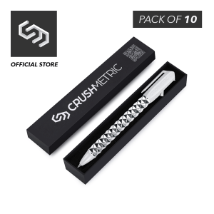 (Pack of 10) CRUSHMETRIC SwitchPen Silver Series One - Retractable and Refillable Designer Ballpoint Pen