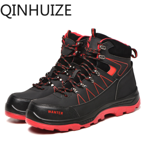 QINHUIZE New high-top work cotton shoes anti-smashing anti-piercing construction site safety shoes steel toe cap thickened safety boots men