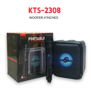 NEW 4 Inches Portability Bluetooth Speaker Outdoor Boombox RGB Light Speaker With Wireless Mic KTS-2308