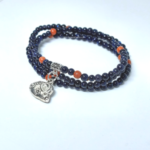 Vòng tay Kim Sa xanh phối charm chú chuột hoa may mắn Chuột Sa Hủ Nếp | Hoa Minh Gem