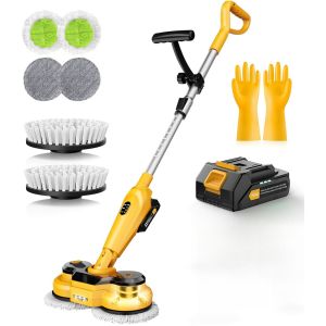 Double Head Electric Spin Scrubber 800RPM Cordless Power Mop 2-in-1 Long Handle for Bathroom Floor Tile