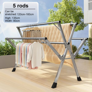 Stainless steel clothes drying rack five-pole clothes drying rack floor-standing foldable indoor and outdoor