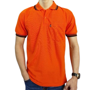 Liso wear - Kaos kerah polo shirt Orange saku dewasa lengan pendek | kaos seragam pria L XL XXL