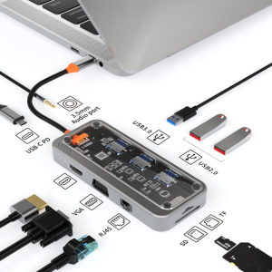 NEXTYOO 4K30Hz. Hub USB C Tương thích HD 10 trong 1 Trạm kết nối Tương thích Màn hình kép Trạm kết nối laptop Văn phòng tại nhà