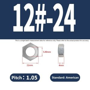 UNC UNF 4# 6# 8# 10# 12# 1/4 5/16 3/8 7/16 1/2 5/8 3/4 BSW 1/2-12 1/8-40 3/16-24 5/32-32 304 Stainless Steel American Standard Hex Hexagon Nut