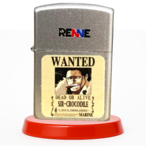 RENNE Korek Api Karakter Sir Crocodile Wanted Poster Minyak Batu Sumbu Elegan Bahan Metal Premium