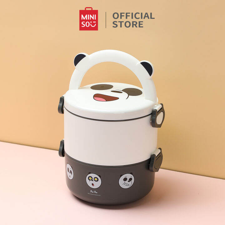 Miniso Kotak Makan Lapis Dengan Sendok Ml We Bare Bears Bento