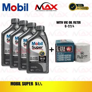 MOBIL SUPER ALL IN ONE PROTECT 5W30 GAS 4 LITERS (1L+1L+1L+1L) + C-224 FULLY SYN 100% ORIGINAL