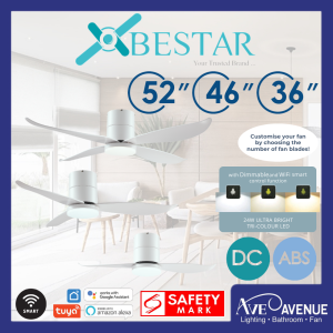 BESTAR Falcon Smart WiFi DC Motor 36/46/52 Inch Ceiling Fan with Dimmable LED and Remote Control