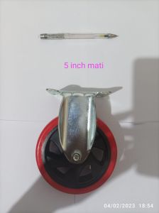 RODA PU MERAH 5 INCH VARIASI TIPE / RODA KASTOR DAN TROLI 5" HEAVY DUTY