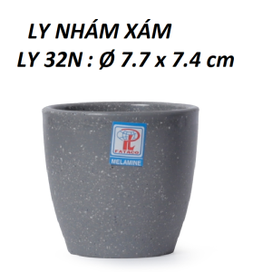 Ly cốc nhựa melamine nhám xám uống trà đá Ø 7.7 x 7.4 cm - LY 32N