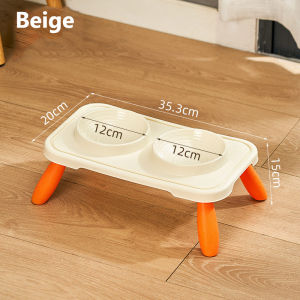 Rubvrenti Pet Double Bowl High Foot with Stand Neck Protection Anti-overturning Pet Feeder
