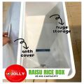 RAISU JOLLY RICE DISPENSER 25KG RICE BOX ,SEALED RICE STORAGE BOX ,GRAIN BARREL , LAGAYAN NG BIGASAN. 