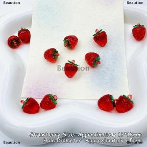 [COD] Beaution 10Pcs Transparent Resin Red Cherry Strawberry Pendants For Women Bracelet Necklace DIY Jewelry Making Accessories