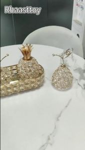 Crystal Pir / Nanas / Apel /Nampan kaca kristal Ornament Crystal Buah / Dekorasi Ruang Tamu Kristal