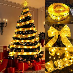 4M/10M Golden Christmas Ribbon LED Lights Christmas Tree Lights Decoration Glow Ribbon Lights