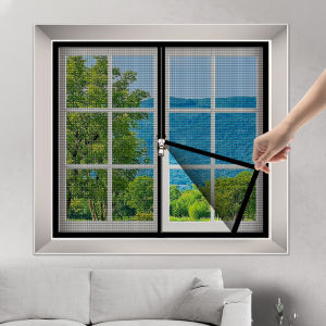 Anti-mosquito Window Screen with Zipper Velcro Self Adhesive Anti Fly Mesh Washable Window Screen Convenient
