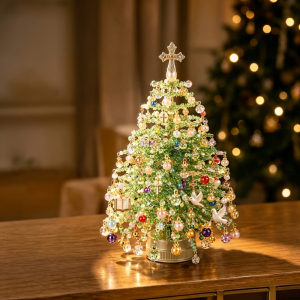 OKDEALS01 Crystal Bead DIY Beaded Christmas Tree Kit with Light Up Handmade Mini Bead Weaving Set DIY Supplies Sparkling Halloween Tree Making Kit Christmas