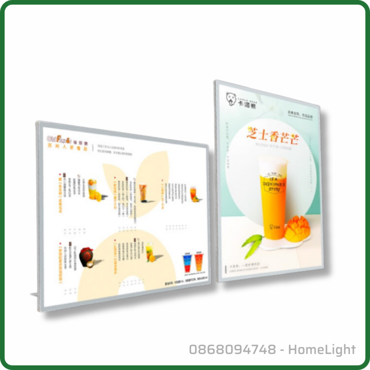 Bảng Hộp Đèn Led Menu Điện Kích Thước A4, Khung tranh điện Để Bàn, Treo ...