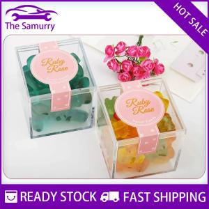 Samurry ✨Hot Sale✨ Clear Acrylic Square Cube Box With Lids Durable Candy Box Multiple Uses Transparent Case Organizer Container