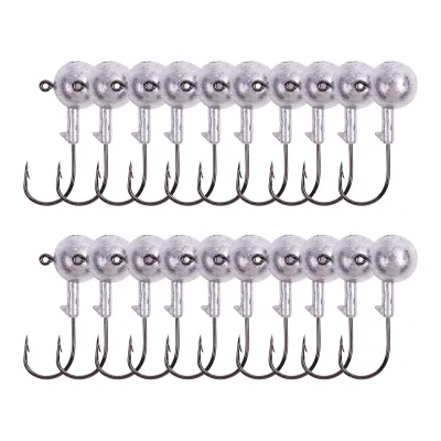 Goture 20Pcs Lead Head Jig Hooks Set Unpainted For Freshwater Saltwater Fishing Jig Hook