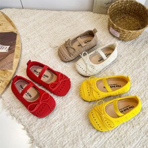 2025 Candy Color Knitting Fabric Children Dance Shoes Girls Hollow Out Student Summer Ballet Shoes School All Match Shoes I09044