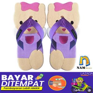 Sandal Lucu SANCU (Sandal Sendal Lucu) Anak Dan Dewasa Happy Cat Ungu