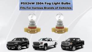 2 Pcs 4300K PSX24W 2504 Fog Light BulbsDaytime Running LampsHalogen Headlight BulbDC12V 24W