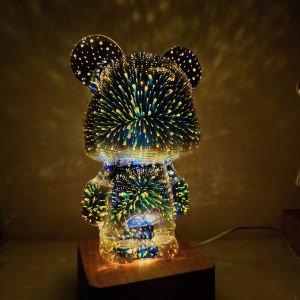 Đèn Pháo Hoa 3D BearbrickĐèn Ngủ Pháo Hoa Hình Gấu Decor Phòng ngủ