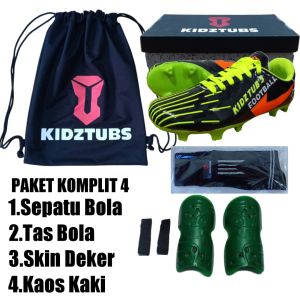 KIDZTUBS Sepatu Bola Anak Paket Komplit Sepatu Bola Tas Skin Deker Kaos Kaki Usia 6-10 Tahun Size 28 29 30 31 32 33 34 35 36 37 KDZ1930121824