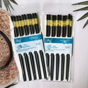 QIHUISHI Đũa hợp kim cao cấp với các ion bạc kháng khuẩn thiết kế chịu nhiệt và chống trượt cho gia đình và nhà hàng