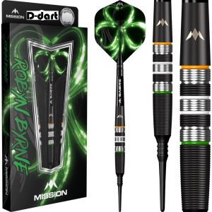 MISSION SOFT TIP DART - 18G Robyn Byrne Black Titanium 90% Tungsten SOFT DARTS (ARROW DART LEMBUT)