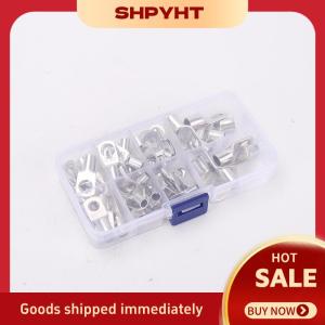 SHPYHT✨ Battery Terminal Lug Kit 60Pcs Copper Wire Connectors Tinned Ends Bolt Holes for Automotive Electrical Maintenance