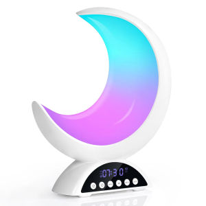 2025 Moon LED Clock Alarm Light RGB Scene Music Color Change Bluetooth Speaker Light Touch Dimming Timer Portable Night Light Living Room Bedroom Bedhead Alarm Light
