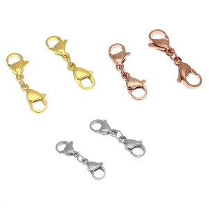 10Pieces Lobster Clasp Chain Extender Closure Double- end Converter for DIY Craft Bracelet Making Supply 0.98in