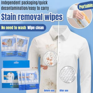Portable wipeclean free stain removal disposable wipes for clothing