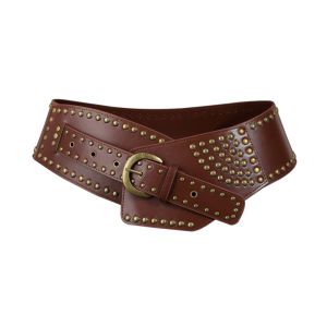 CUTE CLIP PU Leather Metal Rivet Belt Adjustable Punk Waist Corset Gothic Waistband Wide Cummerbunds Ladies