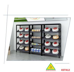 Kệ trưng bày sản phẩm hàng hóa kệ trang trí khung sắt mặt gỗ KST412- Nội thất lắp ráp Viễn Đông Adv