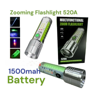 520A Zooming Flashlight Outdoor Waterproof LED Zoomable Flashlight Portable Camping Torch Light