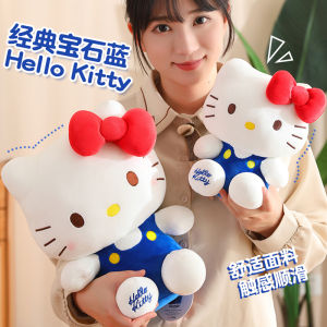 JOJO CASTLE Geniune Sanrios Anime Figure Sapphire Hello Kitty Doll Kawaii Creative Plush Doll Personalized Girls Pillow Childrens Toys Halloween Birthday Gift 三丽鸥玩偶