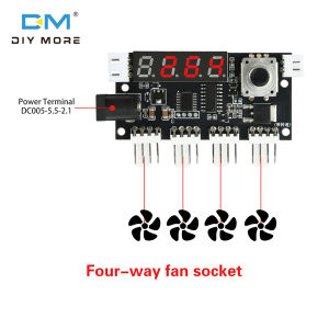 diymore DC 5-24V 5A Four way PWM Fan Speed Control Intelligent Temperature Control Cooling Temperature/Speed Display