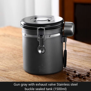 BINCOO Stainless Steel Airtight Coffee Bean Container Storage Tank 1.5L Coffee Jar Canister Set For Coffee Beans Tea Nut Vacuum
