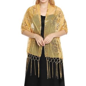 LIVELYN Sequined Evening Dress Wedding Shawl Solid Color Tassel Long Soft Wrap Shawl Fashion Women Party Shawl Scarf Bridal Cape