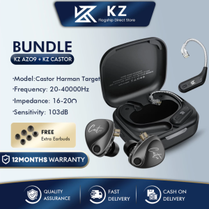 KZ Castor In Ear Monitor Hi-Fi Improved Bass Adjustable Dual Driver with KZ AZ09 C Pin Bluetooth Module Bluetooth Headphones Set