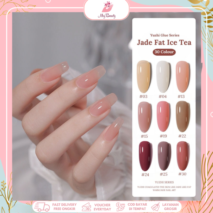 MSY ANNIES Kutek Gel UV Jade Fat Ice Tea 10ml/ Nail Gel Polish UV LED Transparant 30Colour/ Nail Polish Jelly Soak Off Nail Polish Nail Art