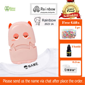 threetrees Customized Name Stamp For KidsSelf-Inking Waterproof Name Chop For Clothing School Uniforms Water Bottle School EssentialsDIY Name Seal For KidsSelf Inking Stamp Label Signature Non-Fading 儿童名字衣服防水印章