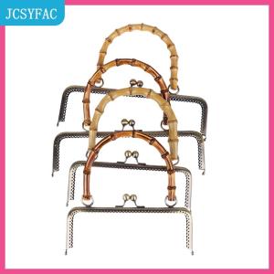 JCSYFAC  1PC kim loại cổ điển Túi khung hôn Clasp khóa với tre xử lý đồ trang sức móc may ốc vít ví làm nguồn cung cấp